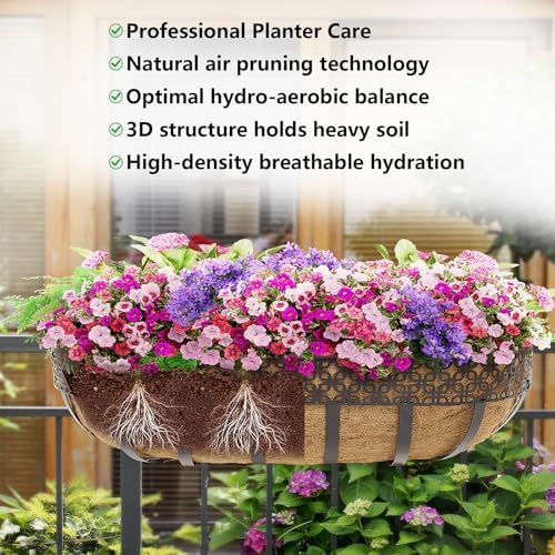 DUNCHATY 24 Inch Trough Coco Liners for Planters - 2 Pack Window Box Liners - Image 2