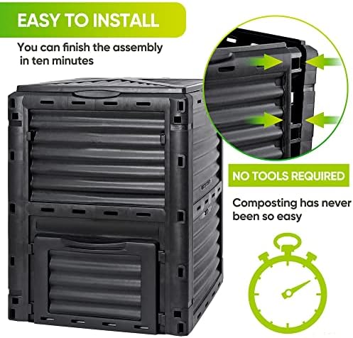Large Garden Compost Bin, 80 Gallon (300L) Outdoor Composter Tumbler from BPA-Free Material for Fast Creation of Fertile Soil, Lightweight, Easy Assembly and Kitchen Waste Composting - Image 5