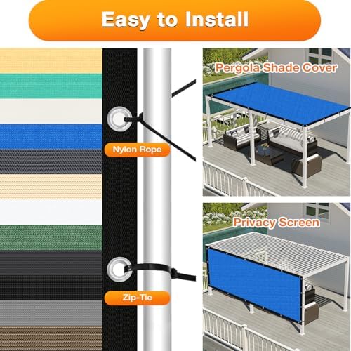 Artpuch Outdoor Pergola Shade Cover 12' X 14' Sun Shade Cloth with Grommets, 90% UV Protection Canopy Patio Privacy Screen (Customized Available) GN107, Blue - Image 5