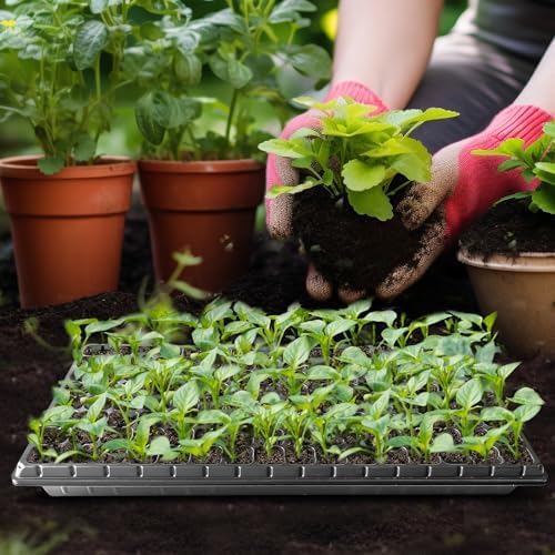 RooTrimmer 10Pcs 128 Cell Seed Starter Trays, Thick Durable Nursery 128 Cell Plug Tray Seedling Flat Plastic Shallow Tray for TD538 1020 Trays (21.26", 11.02", Deep 1.89"), GGBQ128 - Image 5
