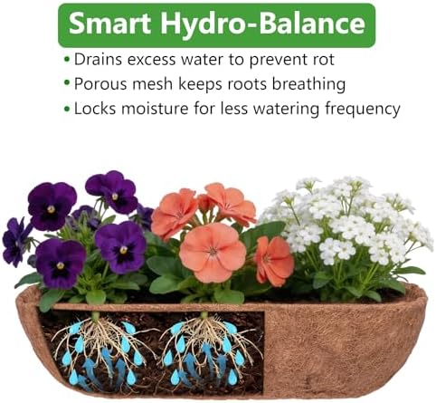DUNCHATY 24 Inch Trough Coco Liners for Planters - 2 Pack Window Box Liners - Image 4