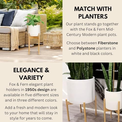 Fox & Fern Mid Century Plant Stands for Indoor Planters, Bamboo, 10 Inch - Image 5