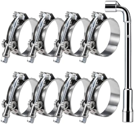 8 Pack 2 Inch T Bolt Hose Clamps 58-65mm, Heavy Duty Stainless Steel Boost Pipe Clamps for Diesel Car Intercooler Intake Radiator System by Choosewhatyouneed