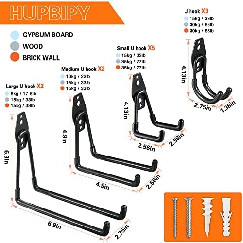 HUPBIPY 12 Pack Garage Hooks Heavy Duty, Wall Mount Ladder Hooks - Image 2