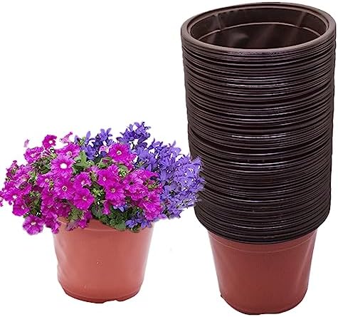 100 PCS 6 Inches Plastic Plant Nursery Pots, Reusable Plastic Pots for Succulents, Seedlings, Cuttings, Transplanting,Seedlingswith Drainage Holes by mitoharet