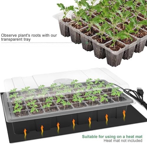 MIXC 5 Pack Seed Starter Tray, 200Cell Mini Propagator Greenhouse Grow Kit - Image 3