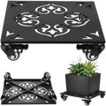 1 Pack Large Square Metal Plant Caddy with Wheels 12 Inches Heavy-duty Rolling Plant Stands with Casters Wheeled Flower Pot Mover Rollers Rust-proof Iron Planter Dolly Coasters Indoor Outdoor Use by PartyZealot