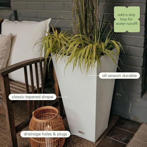 Veradek Pure Series Taper Planter - Tall Tapered Outdoor Planter with Shelf - Image 5