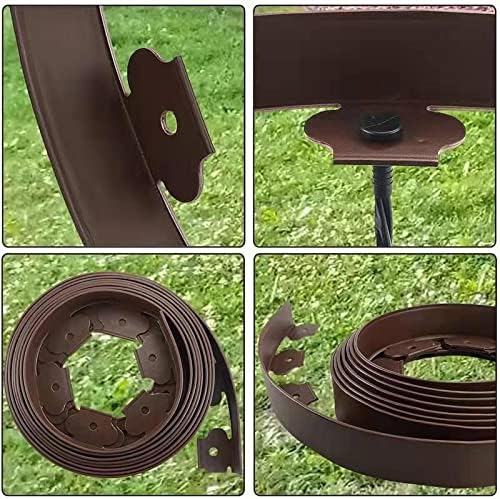 Garden Edging，20ft Landscape Edging with 20 Spikes for Lawn 2 Inch Tall (Brown, 20FT) - Image 5