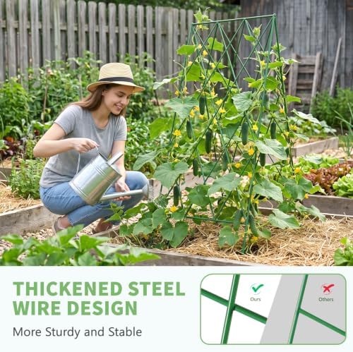 DoCred 39.4" H Cucumber Trellis, 2 Pack Foldable A Frame Garden Trellis - Image 5