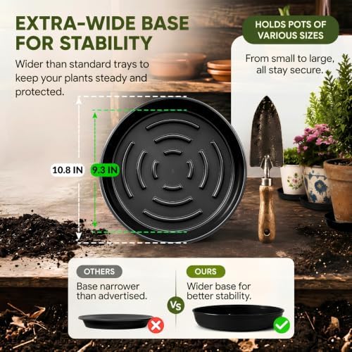 10Pack Plant Saucer 9 inch, Heavy Duty Flower Pot Saucers, Plant Pot Saucers Bulk, 1.5'' Deeper Plant Trays for Pots Durable Drip Trays for Potted Plants, Plant Saucers for Outdoors and Indoors - Image 2
