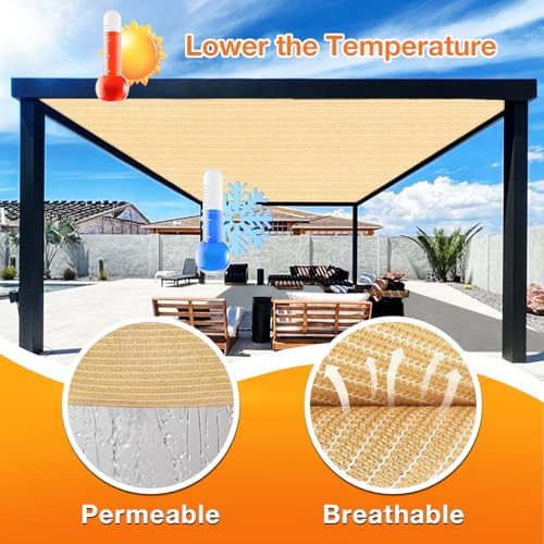 Artpuch Outdoor Pergola Shade Cover 5' X 14' Sun Shade Cloth with Grommets, 90% UV Protection Canopy Patio Privacy Screen (Customized Available) GN107, Wheat - Image 4