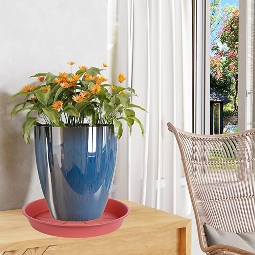 OVZILKI 6 Pack of Plant Saucer Tray 7 8 inch, Heavy Duty Plastic Pot Plant Drip Trays Saucers for for Indoors Outdoor, Plant Water Tray for Planters 7-9" (8", Clay) - Image 7