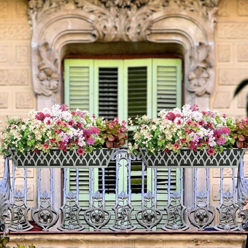 4 Pack 30 Inch Window Boxes Planters Railing Planter Box with Adjustable Brackets & Non-Woven Fabric Plant Grow Bags Deck Railing Planter Boxes Balcony Hanging Flower Box for Outdoor Plants - Image 7