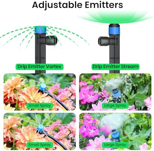 MIXC Drip Irrigation System,Quick Connector Garden Watering System Automatic Sprinkler System Kit for Lawn Raised Bed Greenhouse Plant Watering System (16FT Main Tube+ 79FT 1/4'' Tube) - Image 3