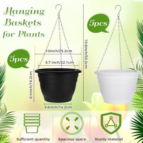 10 Pack Plastic Hanging Planter Bulk 10 Inch Hanging Baskets - Image 2