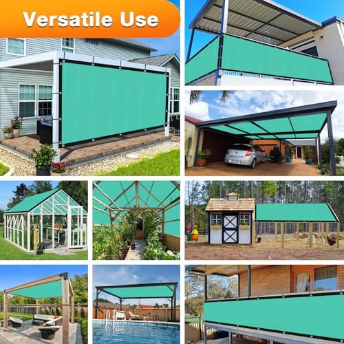 Artpuch Outdoor Pergola Shade Cover 6' X 12' Sun Shade Cloth with Grommets, 90% UV Protection Canopy Patio Privacy Screen (Customized Available) GN107, Turquoise - Image 6