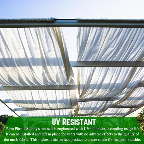 Farm Plastic Supply - White Shade Cloth - 50% - Mesh Fabric for Fence Privacy Screen, Garden Shade, Mesh Fence Screening, Shade Cloth Rolls, Wind Screen (10' x 125') - Image 4