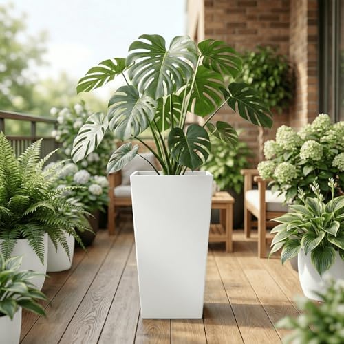 SnugNiture Taper Tall Planters 30 Inch Set of 2, Large Planter for Indoor Outdoor Plants, Modern Flower Pot Containers Large Decorative Tree Planter, White - Image 6