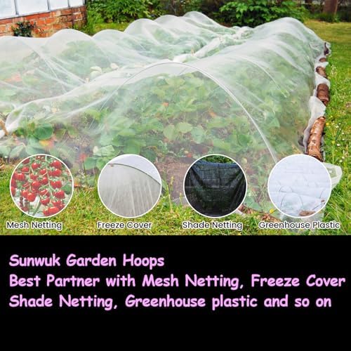 Garden Hoops 120pcs, Sunwuk Greenhouse Hoops for 1-3.5ft Wide Raised Bed, 30 Sets of 5.6ft Long Super Bendable Fiberglass Rods, Raised Planter Box Kit and Mini Greenhouse for Row Cover (S Size) - Image 5