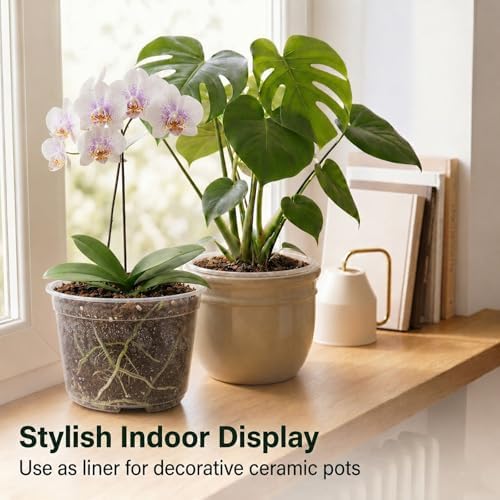 15 Pack 8 Inch Clear Nursery Pots, Large Clear Plant Pots with Drainage - Image 6