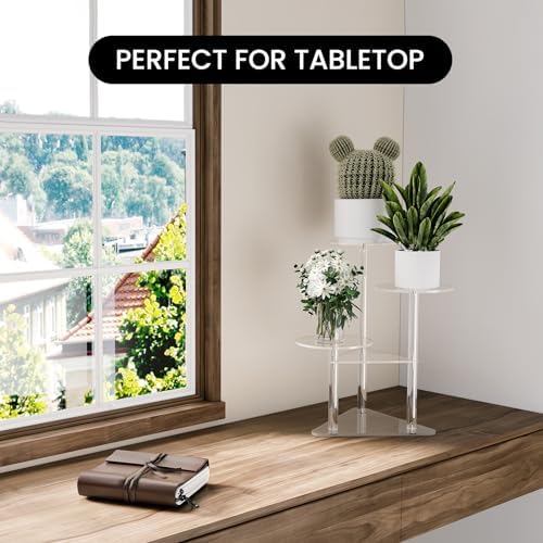 Sumerflos Acrylic Corner Plant Stand 3 Tier - Clear Indoor Plant Shelf Plant & Flower Display Rack Pot Holder for Living Room Balcony Window Modern - Image 6