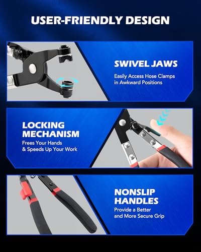 OMT Hose Clamp Pliers, 9Pc Automotive Remover Set With Flexible Wire - Image 6