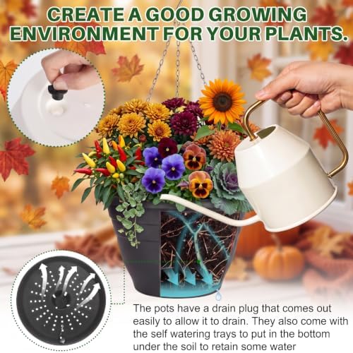 40 Pcs 10 Inch Plastic Hanging Planter Bulk Self Watering Hanging Baskets for Plants with Holes and Chain Plant Pot Outdoor Indoor Planter for Garden, Balcony, Porch, Patio Decor - Image 3
