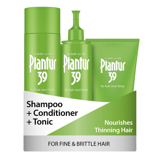 Plantur 39 3-Step System for Fine and Brittle Hair Bundle with Phyto-Caffeine Formula to Promote Natural Growth, Shampoo (8.45 Oz), Conditioner (5.07 Oz), and Tonic (6.76 fl oz)