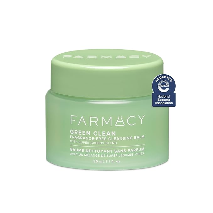 Farmacy Sensitive Skin Makeup Remover Cleansing Balm - Green Clean Waterproof Makeup Remover Balm + Oil Cleanser for Face - Melts Make Up + SPF - Hydrates + Softens Skin - Fragrance Free (30ml)