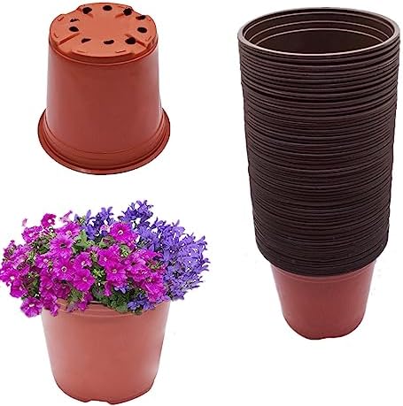 100 PCS 7 Inches Plastic Plant Nursery Pots, Reusable for Succulents, Seedlings, Cuttings, Transplanting,Seedlings Plastic Plant Pots with Drainage Holes by mitoharet