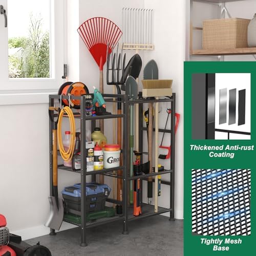 keomaisyto Garden Tool Organizer with Large Hooks, Garage Storage Rack - Image 2