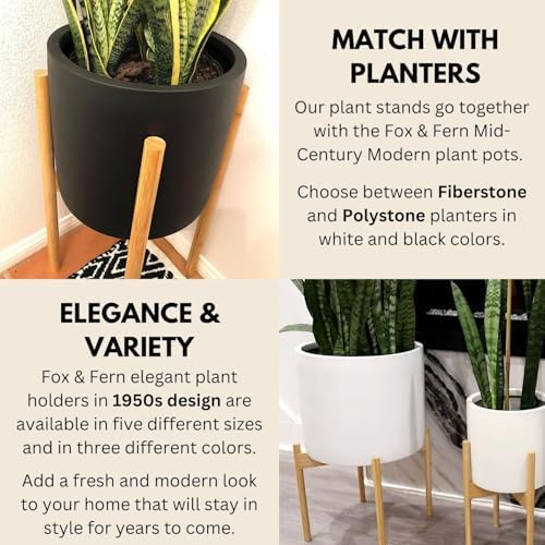 Fox & Fern Mid Century Plant Stands for Indoor Planters, Bamboo, 8 Inch - Image 4