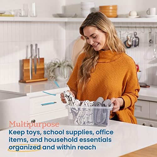 ECR4Kids Scoop Front Storage Bins, Multipurpose Organization, Clear, 10-Piece - Image 3