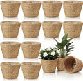 AceOrbit 12 Pcs Wicker Plant Basket Bulk with Liners Woven Planter Baskets Bulk for Indoor Outdoor Seagrass Plants Woven Wicker Baskets for Flower Pots Cover and Room Decor (Medium,Rustic) by Unknown