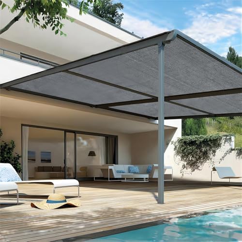 Shatex 90% Sun Shades for Patios 6X 10 ft Shade Fabric Sun Shade Cloth Taped Edge with Grommets Sun-Block Mesh Shade for Pergola Cover Canopy Grey, 12 Bungee Balls - Image 5
