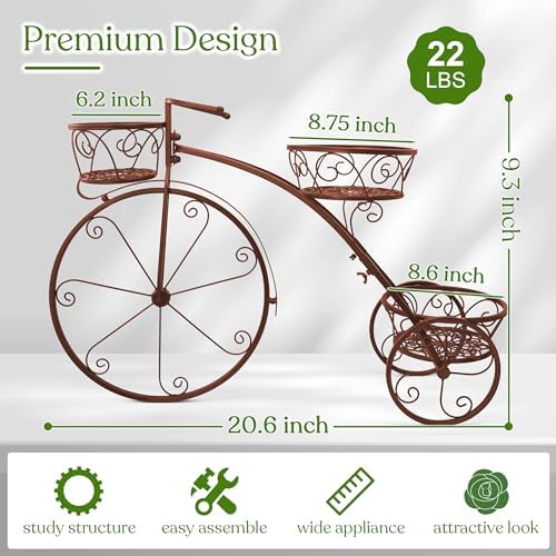 Sorbus Tricycle Planter, Garden Plant Stand (Bronze) - Image 3