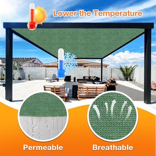 Artpuch Outdoor Pergola Shade Cover 7' X 8' Sun Shade Cloth with Grommets, 90% UV Protection Canopy Patio Privacy Screen (Customized Available) GN107, Green - Image 4