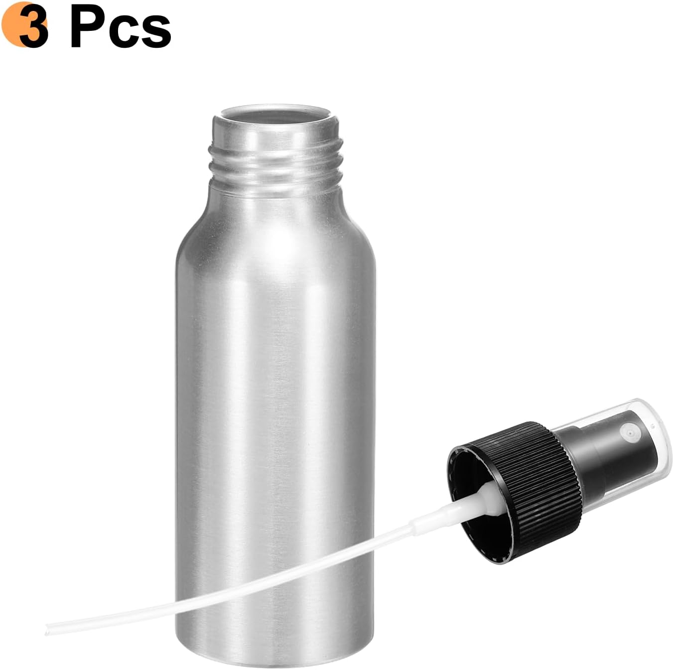 HARFINGTON 3pcs Aluminum Fine Mist Spray Bottles 80ml/2.7oz Metal Small Liquid Alcohol Refillable Travel Container with Black Plastic Nozzle Cap for Perfume Skincare Cosmetic Storage Bottle