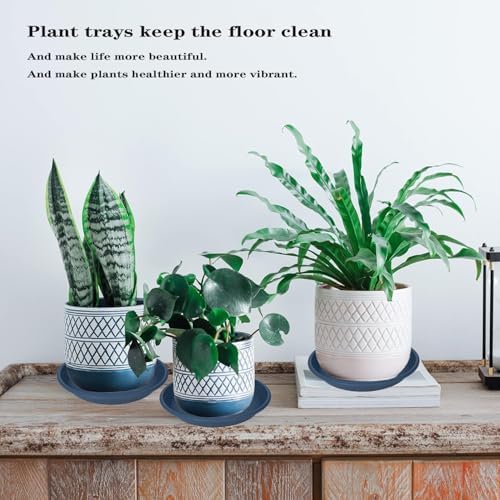2 Pack of 14 inch Plant Saucer, Large Plant Tray, Heavy Sturdy Plant Drainage Tray for Indoors, Bird Bath Bowls, Sturdy Plastic Pot Tray for Planter (Blue) - Image 4