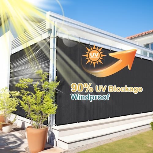 Shade&Beyond 90% Sun Shade Cloth with Grommets, 8' X 20' Pergola Shade Cover Canopy, Mesh Tarp Sun Screens for Patio, Outdoor, Garden, Backyard, Dark Gray - Image 3