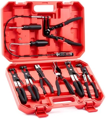 OMT Hose Clamp Pliers, 9Pc Automotive Remover Set With Flexible Wire by OrionMotorTech