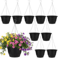 10 Pack Plastic Hanging Planter Bulk 10 inch Black Hanging Baskets by Romooa
