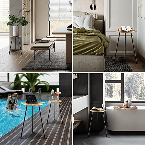 KINNARY Tall Plant Stand, Mid Century Wood Indoor Plant Stand Plant Table for Flower Pots, Metal Plant Holder, Modern Home Decor Small Round Side End Table (11.8"x20") - Image 6