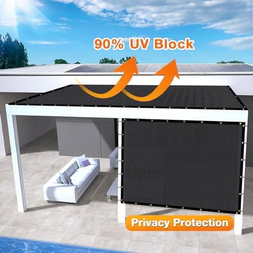 Artpuch Outdoor Pergola Shade Cover 8x10 FT Sun Shade Cloth with Grommets Black 90% UV Protection Canopy Patio Privacy Screen (Customized Available) - Image 3