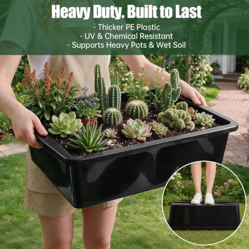 4Pack Garden Plant Potting Tray for Soil Mix & Repotting, 20.7"x15.6"x5.8" - Image 5