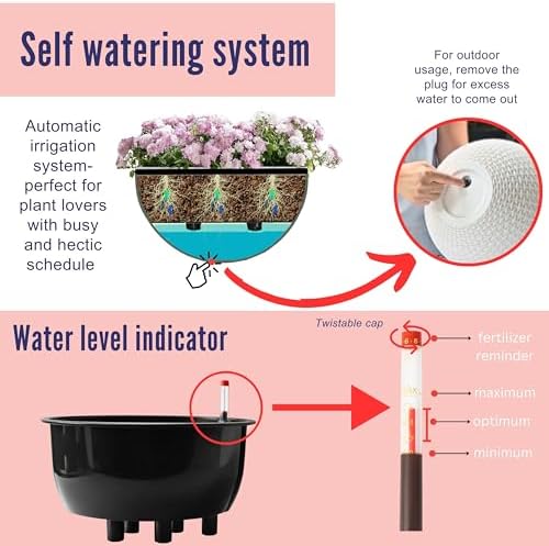 LaLaGreen Indoor Hanging Planters (11in, 3 Pack) Self-Watering Flower Pots - Image 3