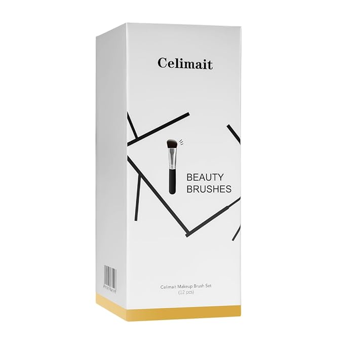 Makeup Brushes Set Professional & Beginner Friendly with Uniquely Designed Case, Soft Synthetic Bristles for Foundation Contour Blush Concealer Highlight Blending Eyeshadow, 12Pcs(Dark Black)