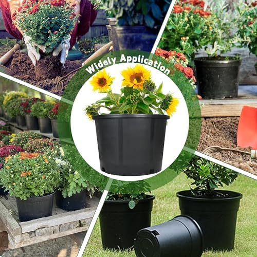 HOSTIC Short 5 Gallon Flexible Nursery Pots Gallon Pot with Drainage Holes Plastic Plant Container Suitable for Indoor Outdoor Vegetables Flowers Plants 10 PCS - Image 7
