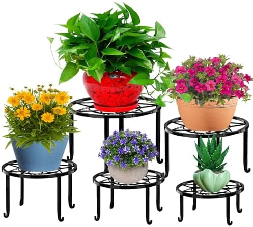5 Pack Metal Plant Stand,Heavy Duty Plant Stands for Indoor and Outdoor by Autopromake